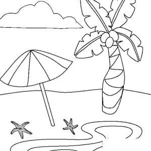 image de coloriage Plage pour enfant