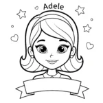 coloriage Portrait d’Adèle avec sa devise préférée à imprimer pour enfant de 3 ans