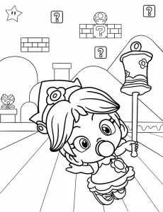 coloriage Princesse Daisy a imprimer pour enfant de 4 ans