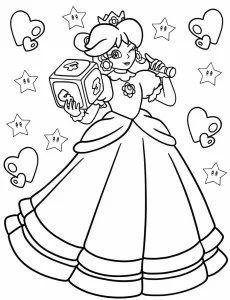 coloriage Princesse Daisy et apprentissage