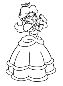 coloriage Princesse Daisy à imprimer pour enfant de 3 ans