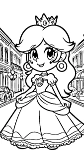 coloriage Princesse Daisy à imprimer pour enfant de 10 ans