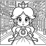 coloriage Princesse Daisy à imprimer pour enfant de 3 ans