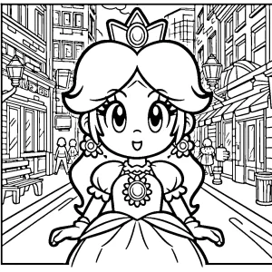 coloriage Princesse Daisy à imprimer pour enfant de 3 ans