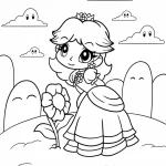 coloriage Princesse Daisy et decoupage