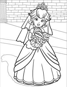 coloriage Princesse Peach à imprimer pour enfant de 8 ans