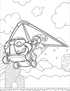 coloriage Princesse Peach a imprimer pour enfant de 4 ans