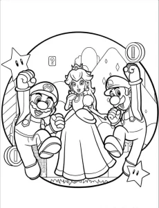 coloriage Princesse Peach à imprimer pour enfant de 7 ans