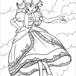 coloriage Princesse Peach a imprimer pour enfant de 4 ans