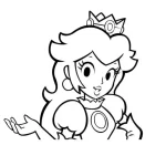 coloriage Princesse Peach à imprimer pour enfant de 4 ans