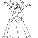 coloriage Princesse Peach à imprimer pour enfant de 3 ans