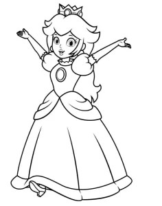 coloriage Princesse Peach à imprimer pour enfant de 3 ans