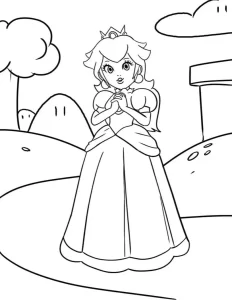 coloriage Princesse Peach pour enfant de 5 ans