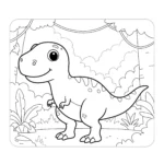 imprimer coloriage T Rex dans la jungle ! pour enfant