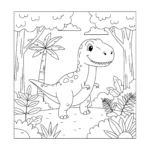coloriage T Rex dans la jungle pour enfants a imprimer gratuit