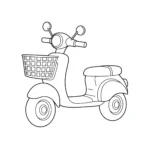 coloriage Un scooter mignon avec un panier pour enfant de 3 ans