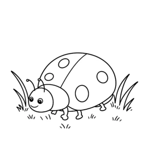 coloriage Une coccinelle dans l’herbe a imprimer pour enfant de 4 ans