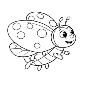 coloriage Une coccinelle qui vole pour enfant de 5 ans
