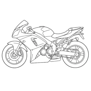 coloriage Une moto de course vue de côté pour enfants à imprimer