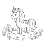 coloriage a unicorn in a field of flowers a imprimer gratuit