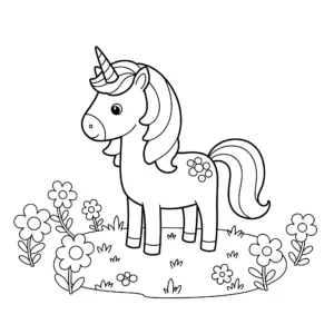 coloriage a unicorn in a field of flowers a imprimer gratuit