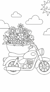 coloriage moto updated à imprimer kawaii