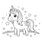 coloriage une licorne avec des étoiles pour enfants a imprimer gratuit