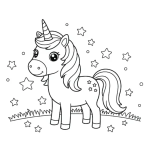 coloriage une licorne avec des étoiles pour enfants a imprimer gratuit