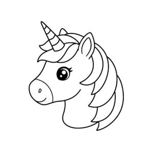 coloriage une simple tête de licorne pour primaire