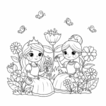 coloriage Les princesses en fleurs à imprimer pour enfant de 9 ans
