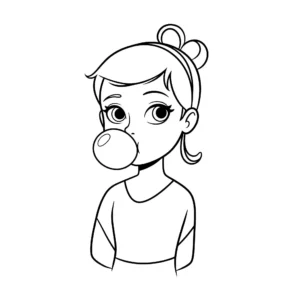 coloriage Adèle et son chewing gum pour enfant de 4 ans