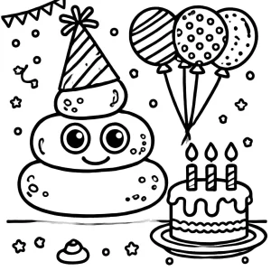 coloriage Caca kawaii à imprimer pour enfant de 3 ans