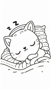 imprimer coloriage Chat Kawaii gratuit