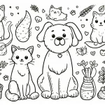 coloriage Chat Kawaii à imprimer pour enfant de 8 ans