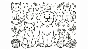 coloriage Chat Kawaii à imprimer pour enfant de 8 ans