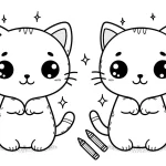 coloriage Chat Kawaii pour enfants a imprimer gratuit