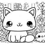 coloriage Chat Kawaii pour enfant de 10 ans