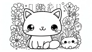 coloriage Chat Kawaii pour enfant de 10 ans