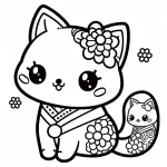 coloriage Chat Kawaii à imprimer pour enfants