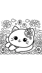 coloriage Chat Kawaii et apprentissage