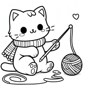 coloriage Chat Kawaii educatif pour enfant