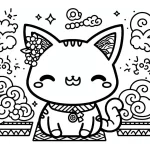 imprimer coloriage Chat Kawaii pour enfant