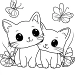 coloriage Chat Kawaii pour enfant de 5 ans