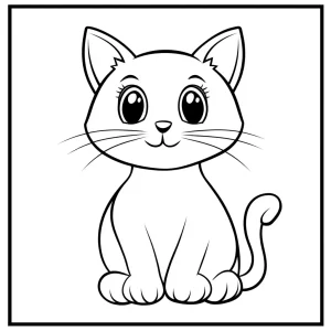 coloriage Chat Kawaii à imprimer pour enfant de 9 ans