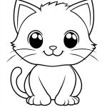 coloriage Chat Kawaii pour primaire