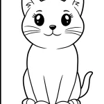 image de coloriage Chat Kawaii pour enfant