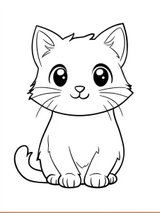 coloriage Chat Kawaii d