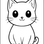 coloriage Chat Kawaii pour enfant de 5 ans
