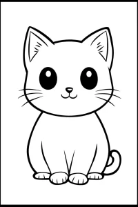 coloriage Chat Kawaii pour enfant de 5 ans
