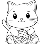 imprimer coloriage Chat Kawaii gratuit